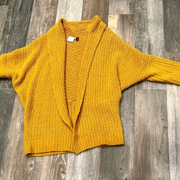 Anthropologie Sleeping on Snow Cardigan Sweater XS Caramel Mustard Yellow - Picture 8 of 12